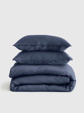 Quince Queen Full Luxury Bamboo Duvet Bedding Set nightfall blue